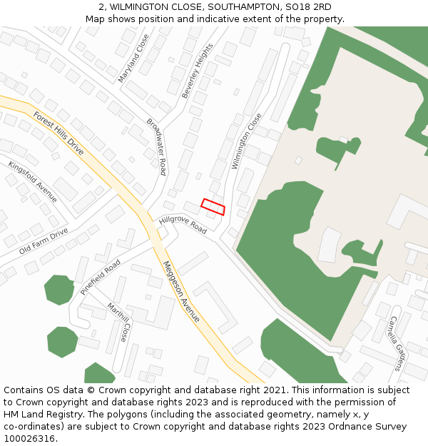 2, WILMINGTON CLOSE, SOUTHAMPTON, SO18 2RD: Location map and indicative extent of plot