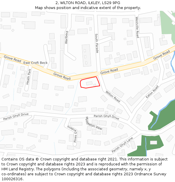 2, WILTON ROAD, ILKLEY, LS29 9PG: Location map and indicative extent of plot