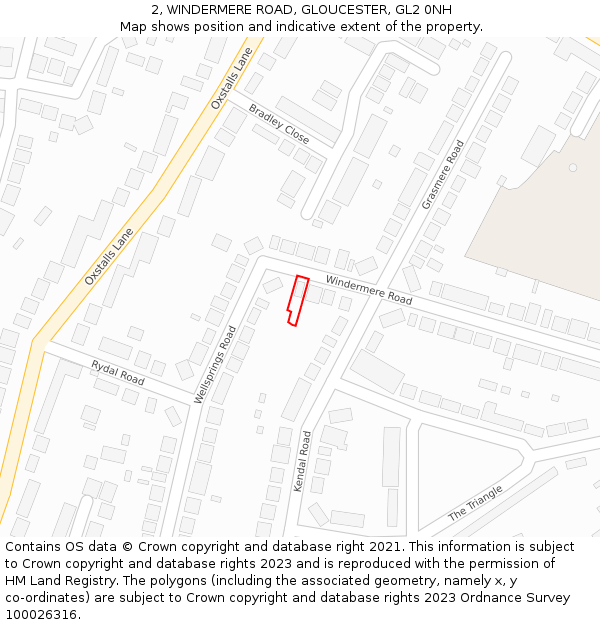 2, WINDERMERE ROAD, GLOUCESTER, GL2 0NH: Location map and indicative extent of plot