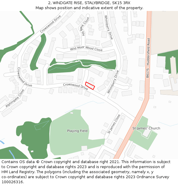 2, WINDGATE RISE, STALYBRIDGE, SK15 3RX: Location map and indicative extent of plot