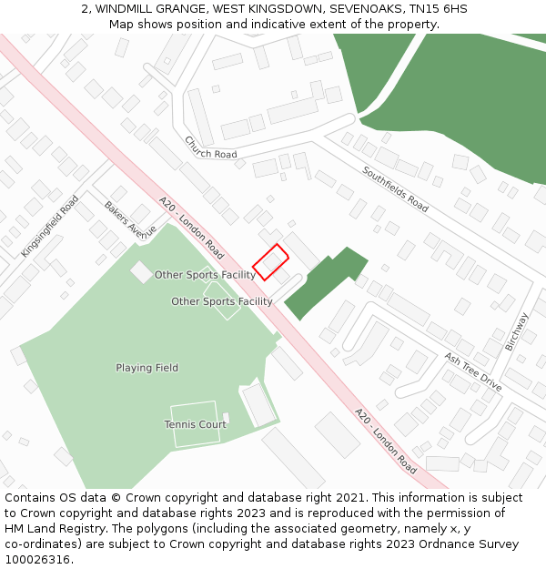 2, WINDMILL GRANGE, WEST KINGSDOWN, SEVENOAKS, TN15 6HS: Location map and indicative extent of plot