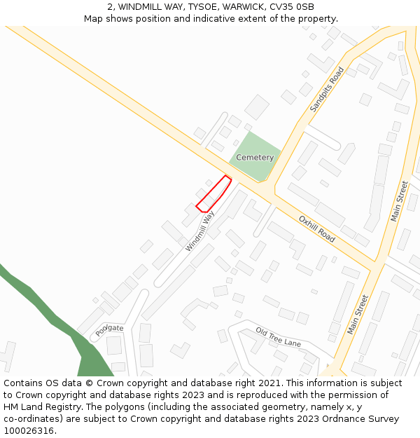 2, WINDMILL WAY, TYSOE, WARWICK, CV35 0SB: Location map and indicative extent of plot