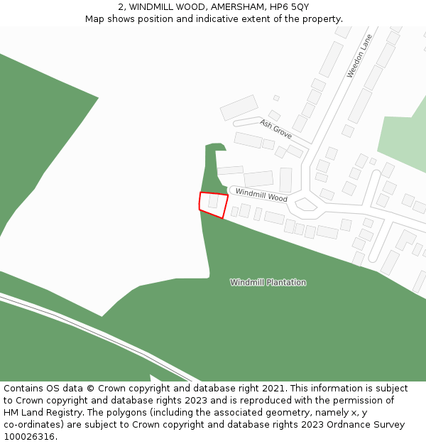 2, WINDMILL WOOD, AMERSHAM, HP6 5QY: Location map and indicative extent of plot