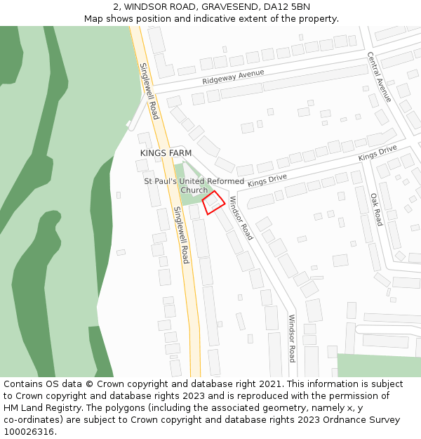 2, WINDSOR ROAD, GRAVESEND, DA12 5BN: Location map and indicative extent of plot
