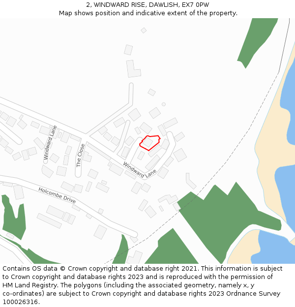 2, WINDWARD RISE, DAWLISH, EX7 0PW: Location map and indicative extent of plot