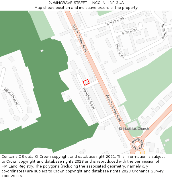 2, WINGRAVE STREET, LINCOLN, LN1 3UA: Location map and indicative extent of plot