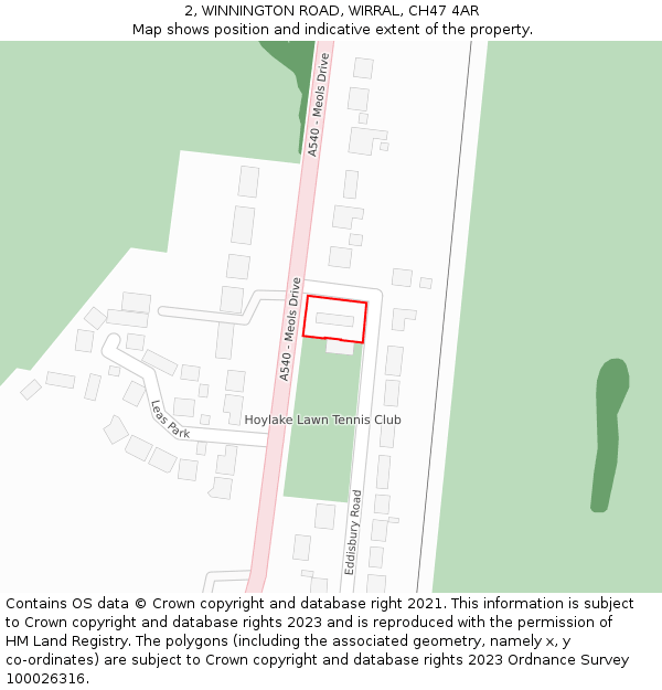 2, WINNINGTON ROAD, WIRRAL, CH47 4AR: Location map and indicative extent of plot