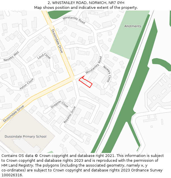 2, WINSTANLEY ROAD, NORWICH, NR7 0YH: Location map and indicative extent of plot