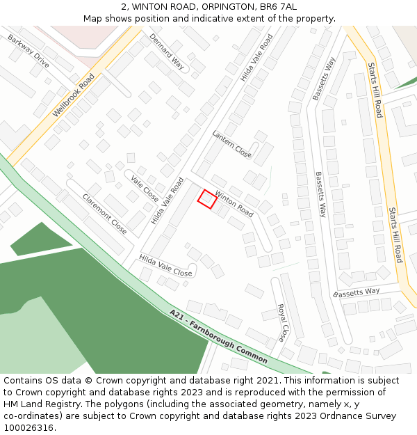2, WINTON ROAD, ORPINGTON, BR6 7AL: Location map and indicative extent of plot
