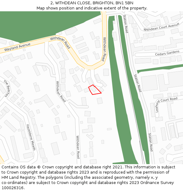 2, WITHDEAN CLOSE, BRIGHTON, BN1 5BN: Location map and indicative extent of plot