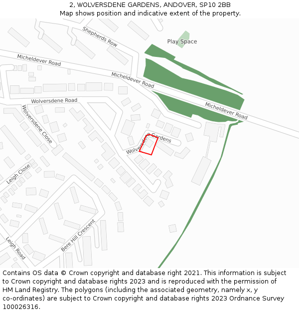 2, WOLVERSDENE GARDENS, ANDOVER, SP10 2BB: Location map and indicative extent of plot