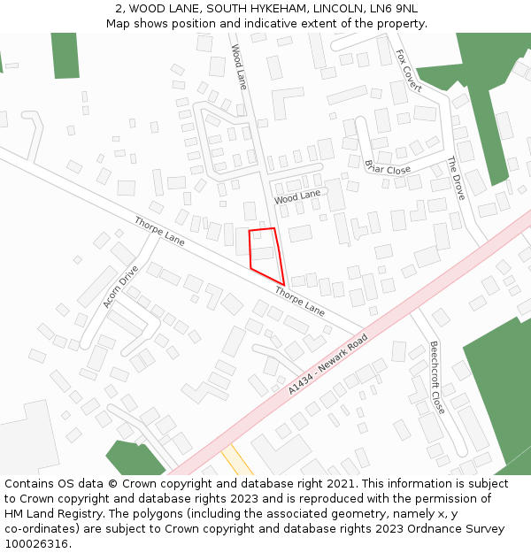2, WOOD LANE, SOUTH HYKEHAM, LINCOLN, LN6 9NL: Location map and indicative extent of plot