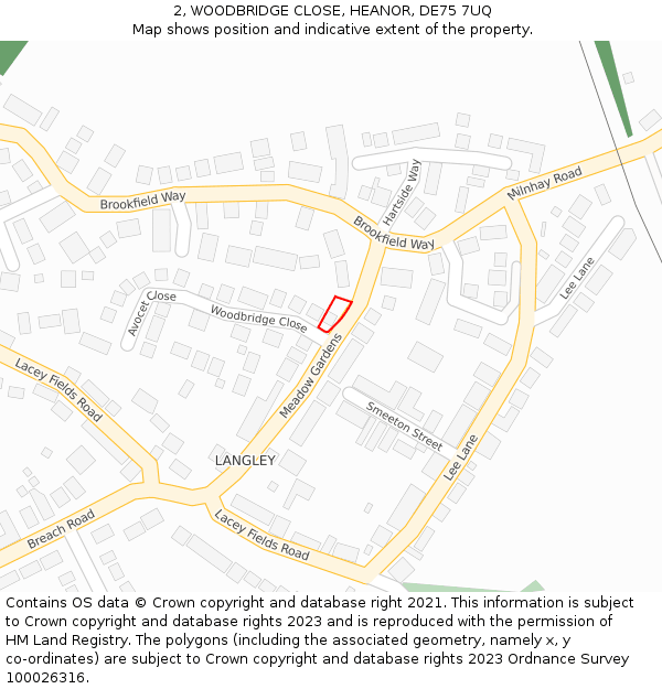 2, WOODBRIDGE CLOSE, HEANOR, DE75 7UQ: Location map and indicative extent of plot
