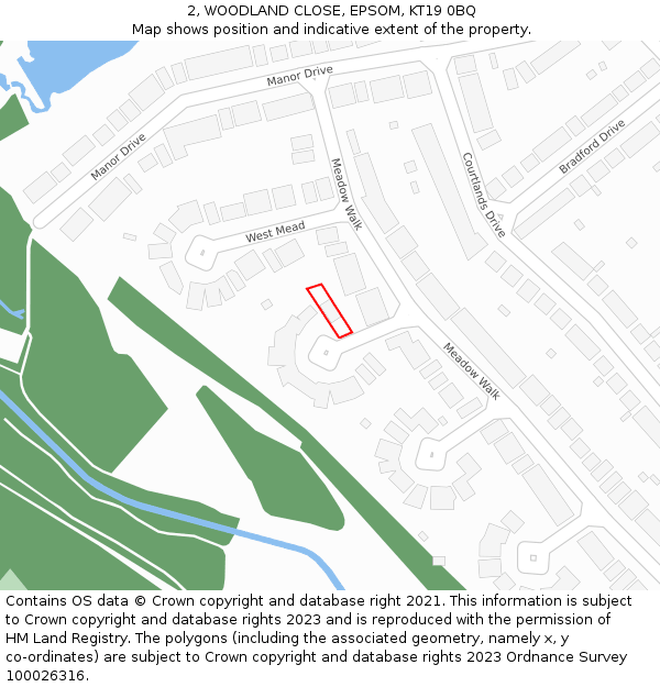 2, WOODLAND CLOSE, EPSOM, KT19 0BQ: Location map and indicative extent of plot