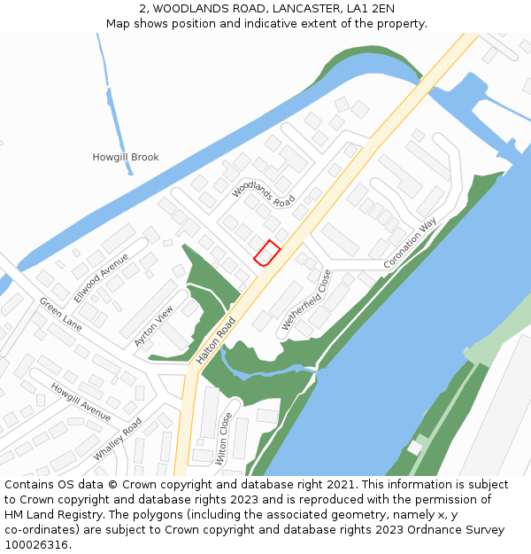 2, WOODLANDS ROAD, LANCASTER, LA1 2EN: Location map and indicative extent of plot