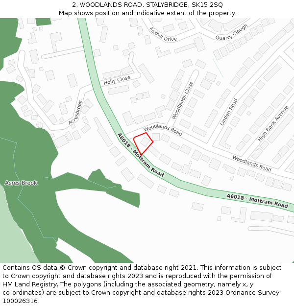 2, WOODLANDS ROAD, STALYBRIDGE, SK15 2SQ: Location map and indicative extent of plot