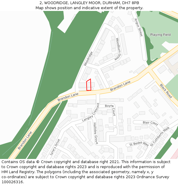 2, WOODRIDGE, LANGLEY MOOR, DURHAM, DH7 8PB: Location map and indicative extent of plot