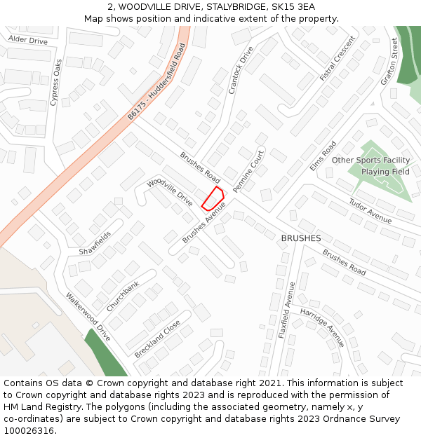 2, WOODVILLE DRIVE, STALYBRIDGE, SK15 3EA: Location map and indicative extent of plot