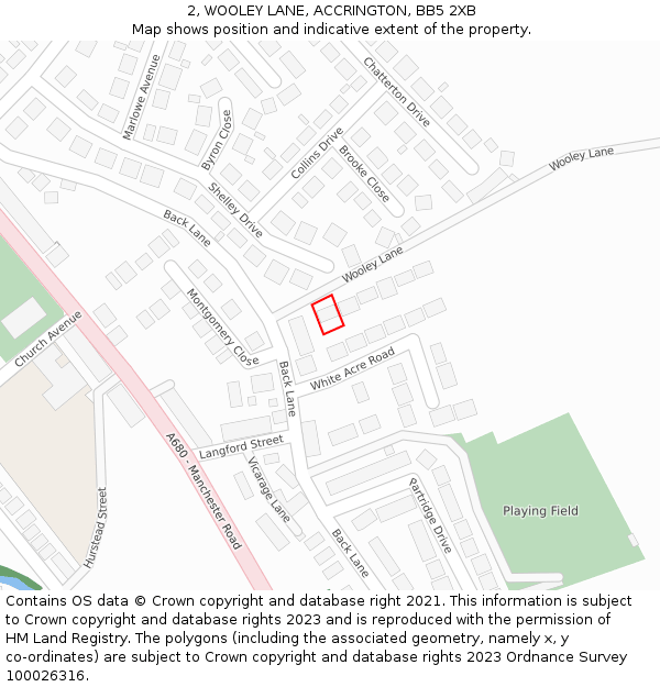 2, WOOLEY LANE, ACCRINGTON, BB5 2XB: Location map and indicative extent of plot