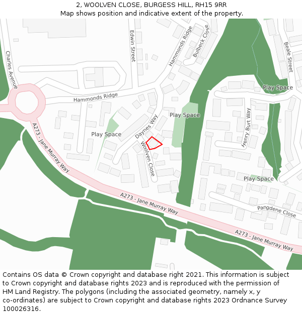 2, WOOLVEN CLOSE, BURGESS HILL, RH15 9RR: Location map and indicative extent of plot