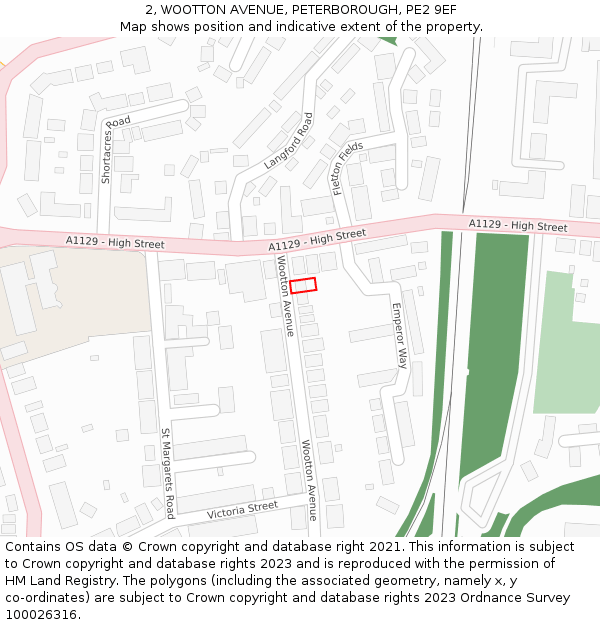 2, WOOTTON AVENUE, PETERBOROUGH, PE2 9EF: Location map and indicative extent of plot