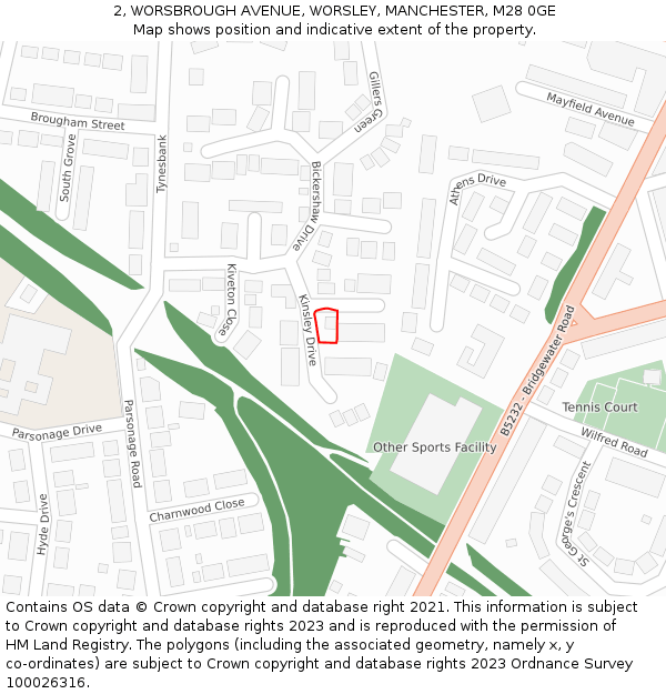 2, WORSBROUGH AVENUE, WORSLEY, MANCHESTER, M28 0GE: Location map and indicative extent of plot