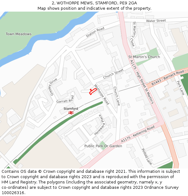 2, WOTHORPE MEWS, STAMFORD, PE9 2GA: Location map and indicative extent of plot