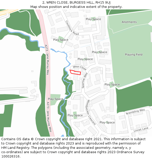 2, WREN CLOSE, BURGESS HILL, RH15 9UJ: Location map and indicative extent of plot