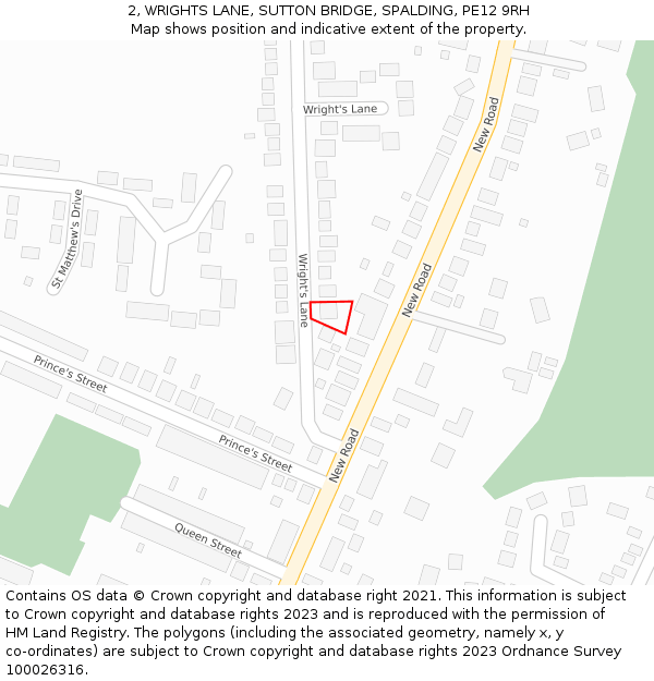 2, WRIGHTS LANE, SUTTON BRIDGE, SPALDING, PE12 9RH: Location map and indicative extent of plot