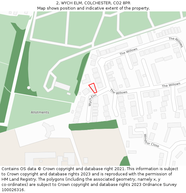 2, WYCH ELM, COLCHESTER, CO2 8PR: Location map and indicative extent of plot