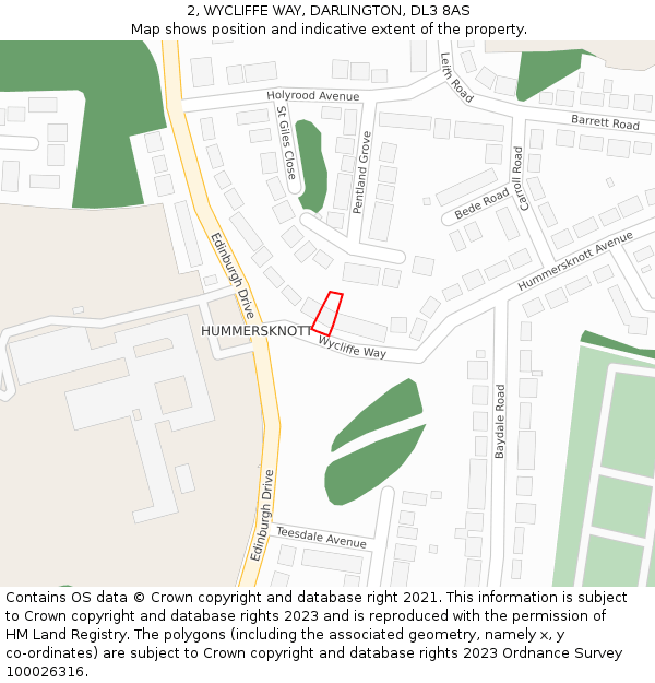 2, WYCLIFFE WAY, DARLINGTON, DL3 8AS: Location map and indicative extent of plot