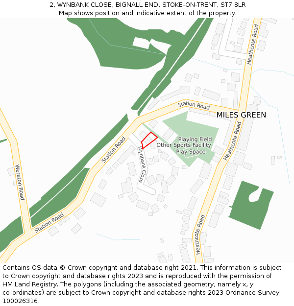 2, WYNBANK CLOSE, BIGNALL END, STOKE-ON-TRENT, ST7 8LR: Location map and indicative extent of plot