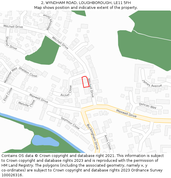 2, WYNDHAM ROAD, LOUGHBOROUGH, LE11 5FH: Location map and indicative extent of plot