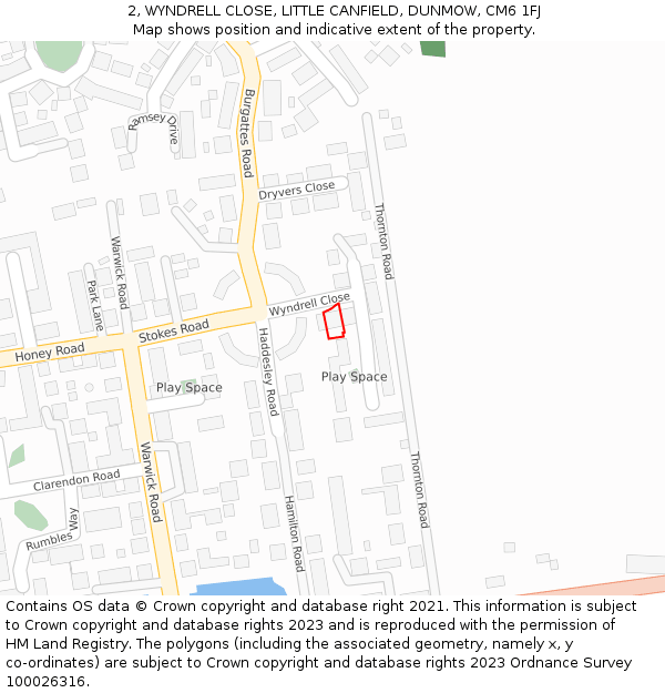 2, WYNDRELL CLOSE, LITTLE CANFIELD, DUNMOW, CM6 1FJ: Location map and indicative extent of plot