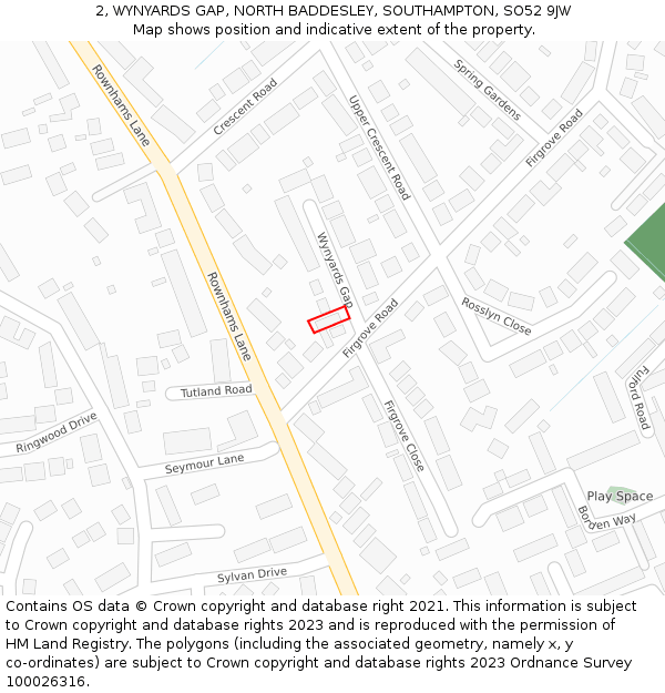 2, WYNYARDS GAP, NORTH BADDESLEY, SOUTHAMPTON, SO52 9JW: Location map and indicative extent of plot