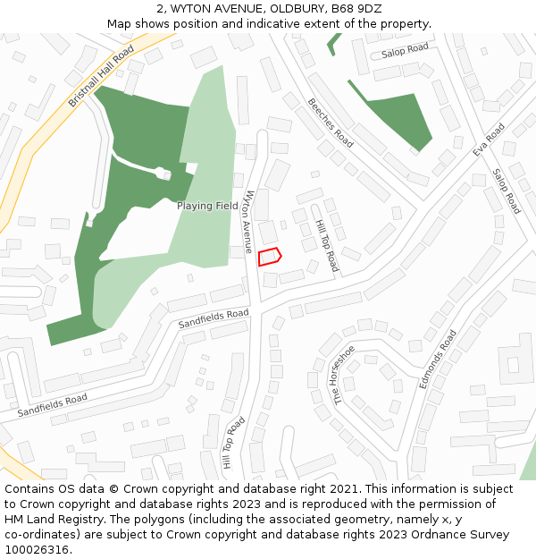 2, WYTON AVENUE, OLDBURY, B68 9DZ: Location map and indicative extent of plot