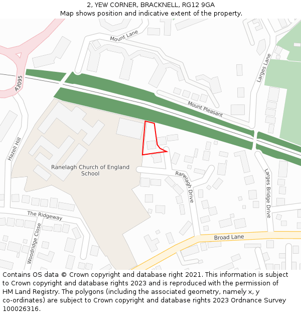 2, YEW CORNER, BRACKNELL, RG12 9GA: Location map and indicative extent of plot