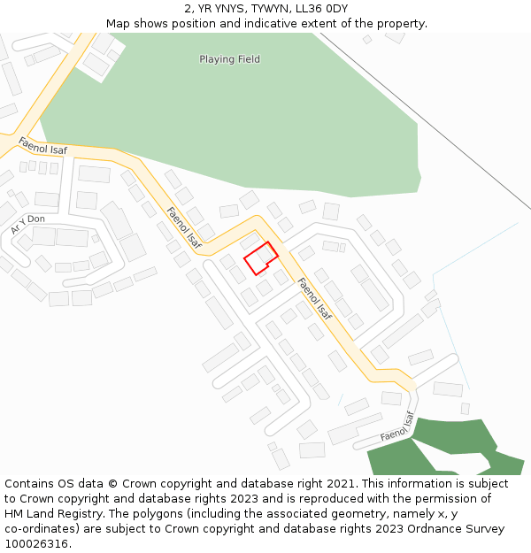 2, YR YNYS, TYWYN, LL36 0DY: Location map and indicative extent of plot