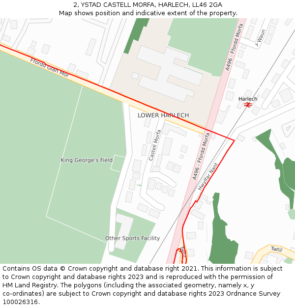 2, YSTAD CASTELL MORFA, HARLECH, LL46 2GA: Location map and indicative extent of plot