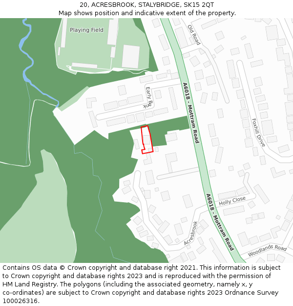 20, ACRESBROOK, STALYBRIDGE, SK15 2QT: Location map and indicative extent of plot