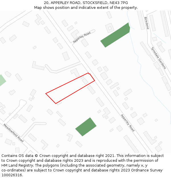 20, APPERLEY ROAD, STOCKSFIELD, NE43 7PG: Location map and indicative extent of plot