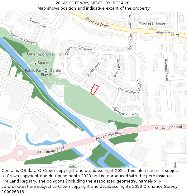 20, ASCOTT WAY, NEWBURY, RG14 2FH: Location map and indicative extent of plot