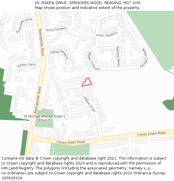 20, ASKEW DRIVE, SPENCERS WOOD, READING, RG7 1HG: Location map and indicative extent of plot