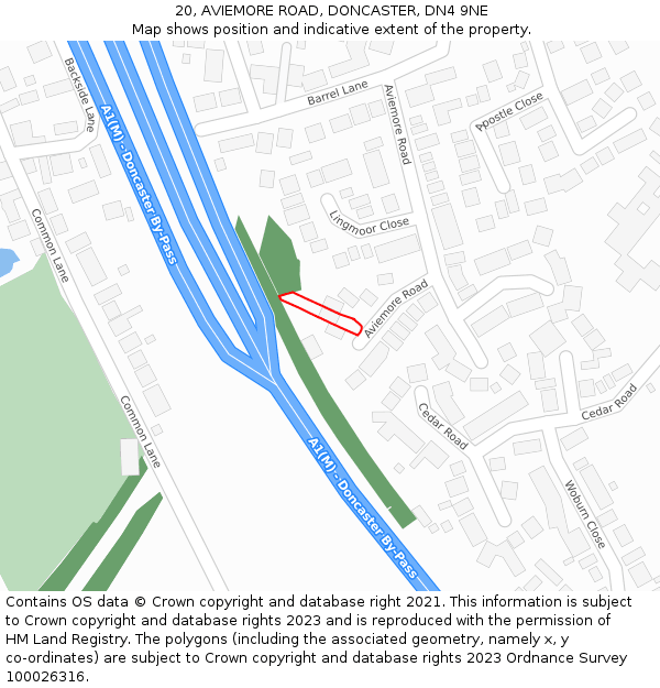 20, AVIEMORE ROAD, DONCASTER, DN4 9NE: Location map and indicative extent of plot