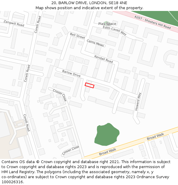 20, BARLOW DRIVE, LONDON, SE18 4NE: Location map and indicative extent of plot