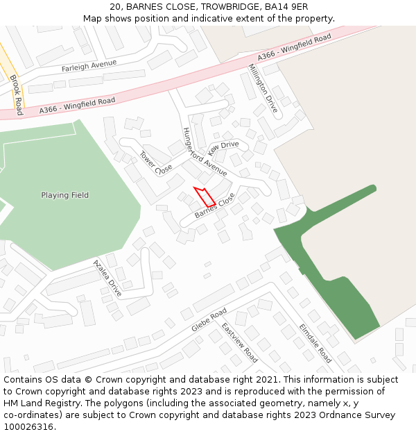 20, BARNES CLOSE, TROWBRIDGE, BA14 9ER: Location map and indicative extent of plot