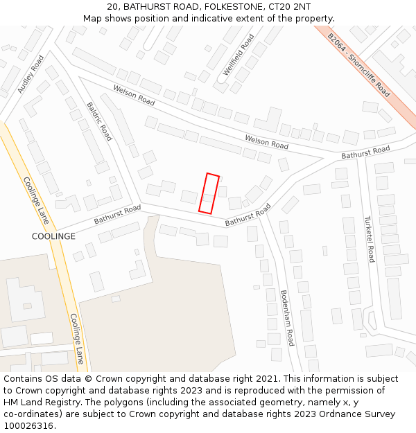 20, BATHURST ROAD, FOLKESTONE, CT20 2NT: Location map and indicative extent of plot