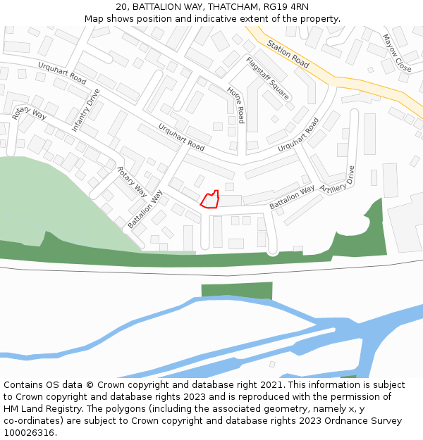 20, BATTALION WAY, THATCHAM, RG19 4RN: Location map and indicative extent of plot