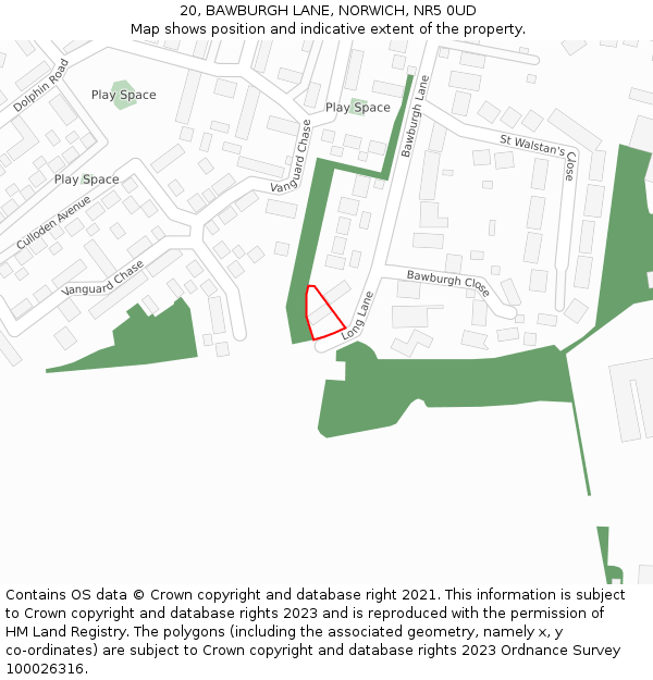 20, BAWBURGH LANE, NORWICH, NR5 0UD: Location map and indicative extent of plot