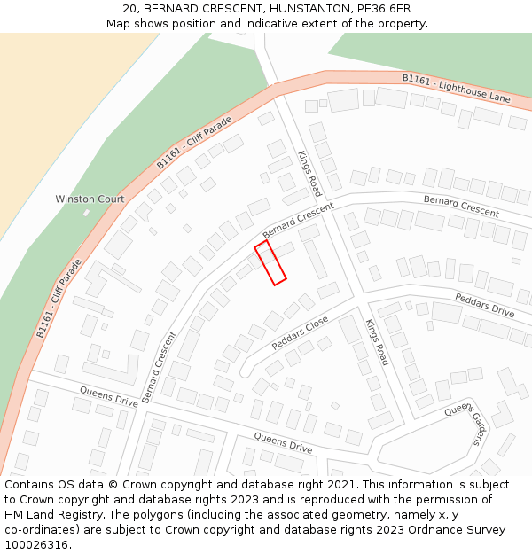 20, BERNARD CRESCENT, HUNSTANTON, PE36 6ER: Location map and indicative extent of plot